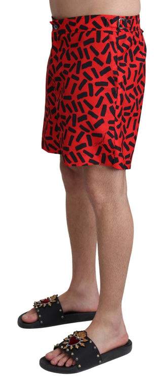 Shorts de Playa con Estampado Rojo