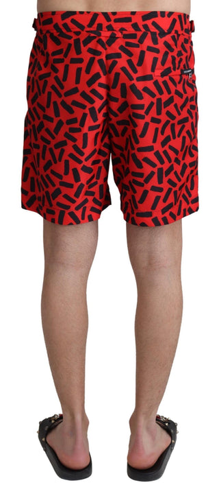 Shorts de Playa con Estampado Rojo
