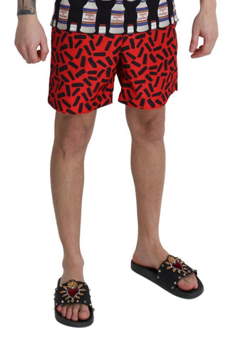 Shorts de Playa con Estampado Rojo
