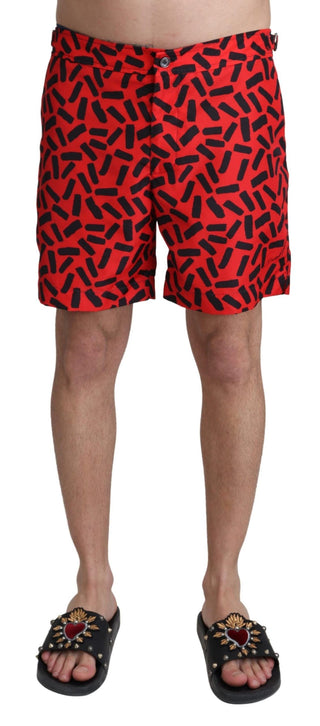 Shorts de Playa con Estampado Rojo