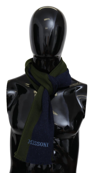 Blue Green Wool Unisex Neck Wrap Shawl Blue