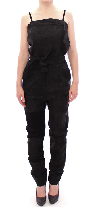 Schwarzer Leder-Jumpsuit