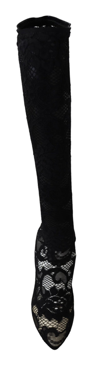 Schwarze Taormina Spitzenstrümpfe Stiefel Schuhe Pumps