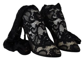 Schwarze Taormina Spitzenstrümpfe Stiefel Schuhe Pumps