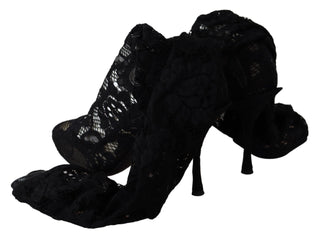 Schwarze Taormina Spitzenstrümpfe Stiefel Schuhe Pumps