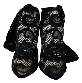 Schwarze Taormina Spitzenstrümpfe Stiefel Schuhe Pumps