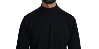 Dark Blue Crewneck Pullover 100% Wool Sweater