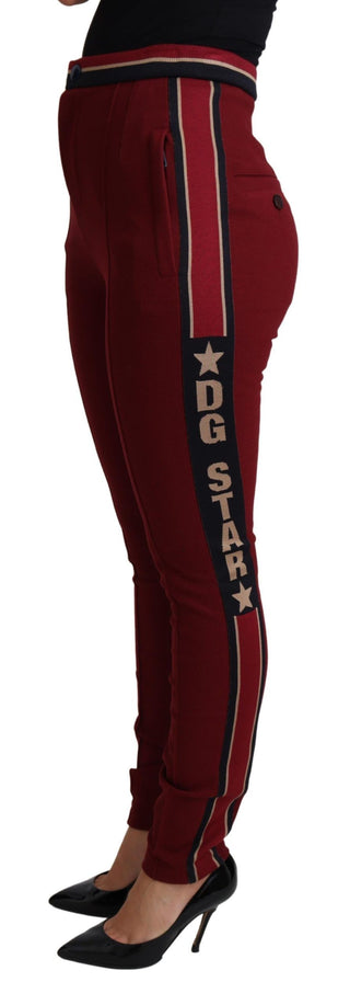 Rote DG-Star-gestreifte Skinny-Baumwollhose