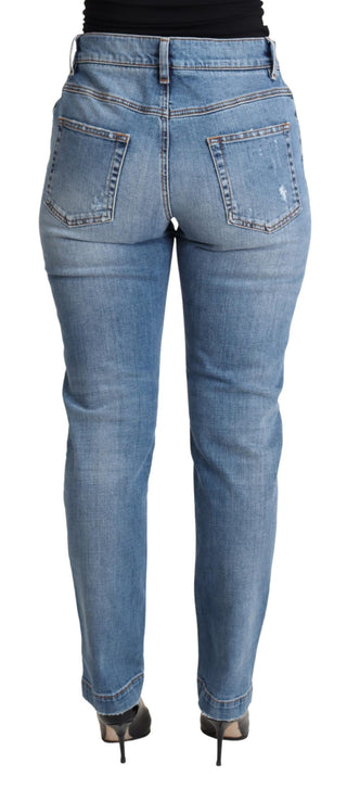 Blaue zerrissene Skinny-Jeans aus Baumwollmischung