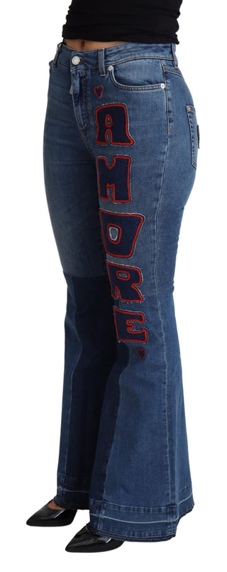 Blue Amore Patch Boot Cut Stretchhose aus Baumwolle