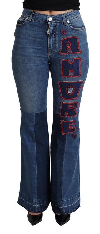 Blue Amore Patch Boot Cut Stretchhose aus Baumwolle