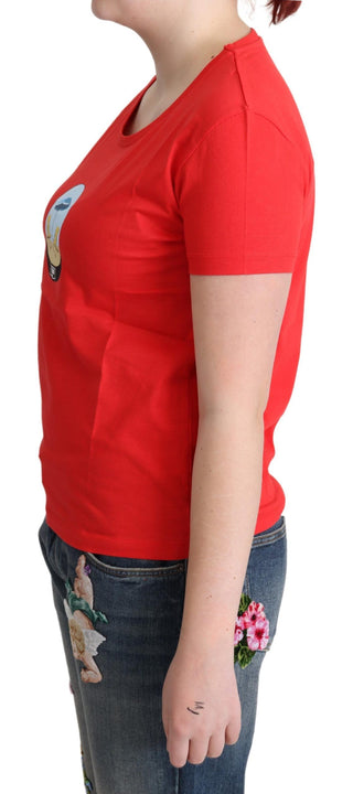 Rot bedruckte Baumwoll-Tops mit kurzen Ärmeln Bluse T-Shirt