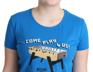 Camiseta de algodón azul con estampado Come Play 4 Us