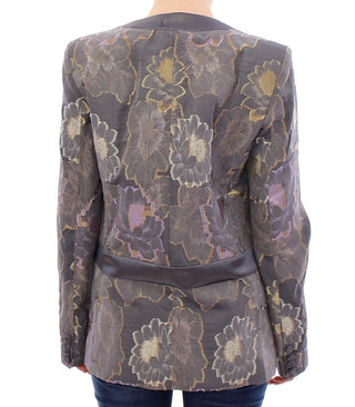 Mehrfarbiger Blazer aus Seidenbaumwolle mit Blumenmuster