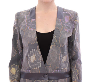 Mehrfarbiger Blazer aus Seidenbaumwolle mit Blumenmuster