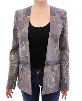 Mehrfarbiger Blazer aus Seidenbaumwolle mit Blumenmuster