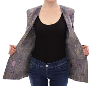 Mehrfarbiger Blazer aus Seidenbaumwolle mit Blumenmuster