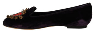 Lila Samt DG Herz Slipper Flats Schuhe