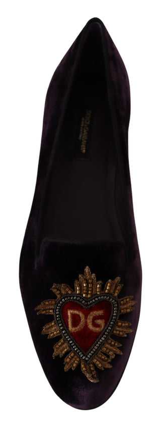 Lila Samt DG Herz Slipper Flats Schuhe