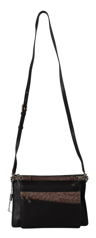 Schwarze Exotic Leather Umhängetasche Alta Sartoria