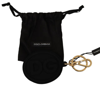 Schwarzer Gummi DG Logo Gold Messing Metall Schlüsselanhänger