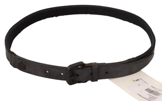 Damen Gürtel mit schwarzer Leder-Logo-Schnalle