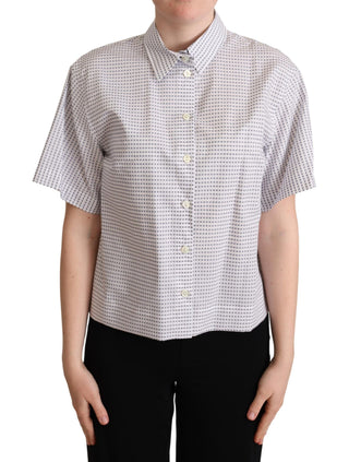 Weiße Bluse mit Kragen und Polka-Dots