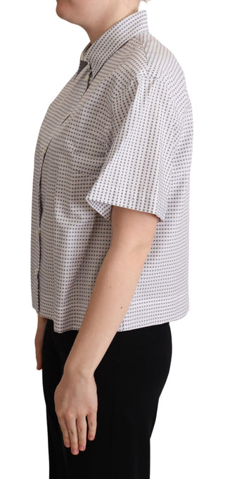 Weiße Bluse mit Kragen und Polka-Dots