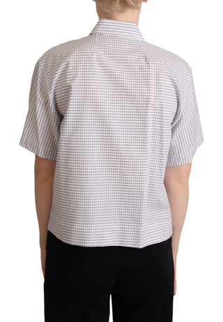 Weiße Bluse mit Kragen und Polka-Dots