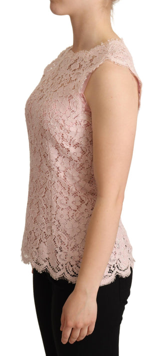Rosa geblümte ärmellose Tanktop-Bluse aus Spitze