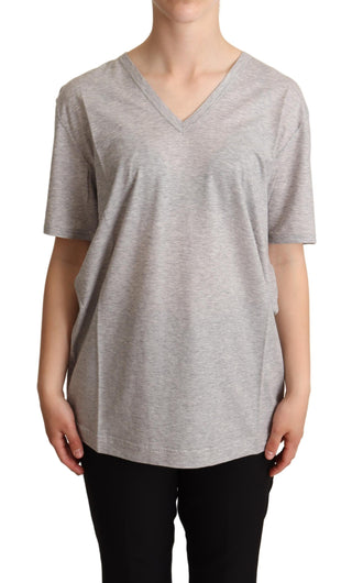Camiseta de algodón 100% gris de cuello en V