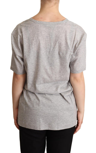 Camiseta de algodón 100% gris de cuello en V
