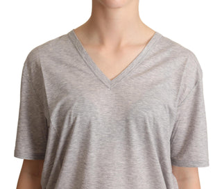 Camiseta de algodón 100% gris de cuello en V