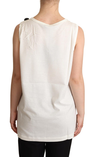 T-Shirt mit Blumendruck und Verzierungen "White Dog"