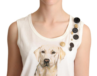 T-Shirt mit Blumendruck und Verzierungen "White Dog"
