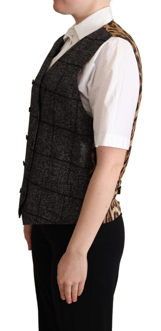 Chaleco de leopardo de lana gris