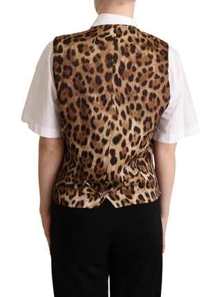 Chaleco de leopardo de lana gris