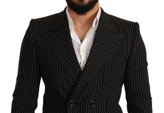 Dark Gray White Striped Slim Fit Coat Blazer