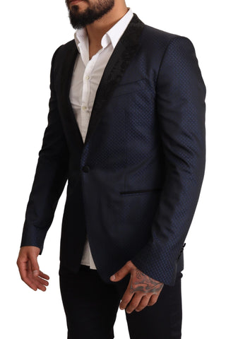 Blauer Sakko aus Schurwolle im Slim-Fit-Schnitt „Martini“