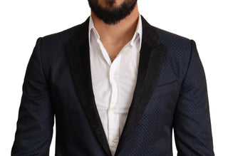Blauer Sakko aus Schurwolle im Slim-Fit-Schnitt „Martini“