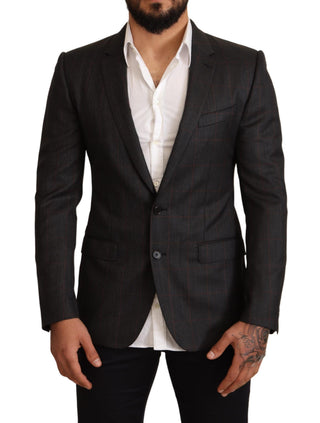 Blazer de lana gris a cuadros slim fit
