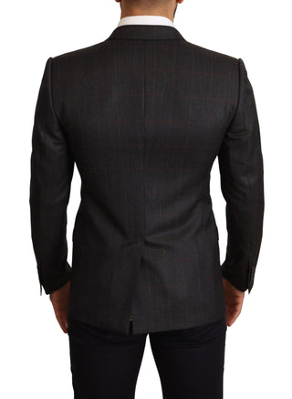 Blazer de lana gris a cuadros slim fit