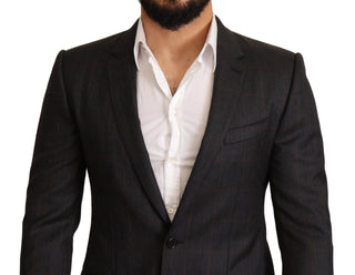 Blazer de lana gris a cuadros slim fit