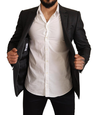 Blazer de lana gris a cuadros slim fit