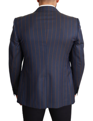 Blazer de lana azul a rayas slim fit
