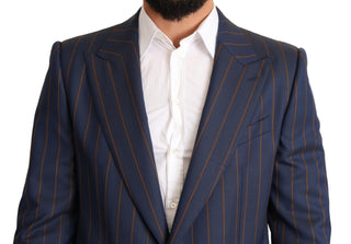 Blazer de lana azul a rayas slim fit