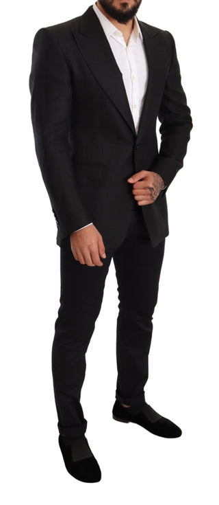 Blazer de abrigo de lino negro slim fit