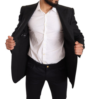 Blazer de abrigo de lino negro slim fit