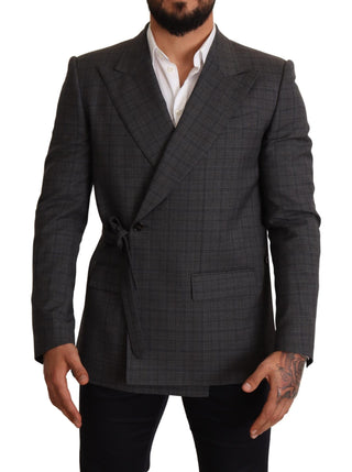 Blazer de lana gris a cuadros slim fit