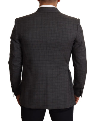 Blazer de lana gris a cuadros slim fit